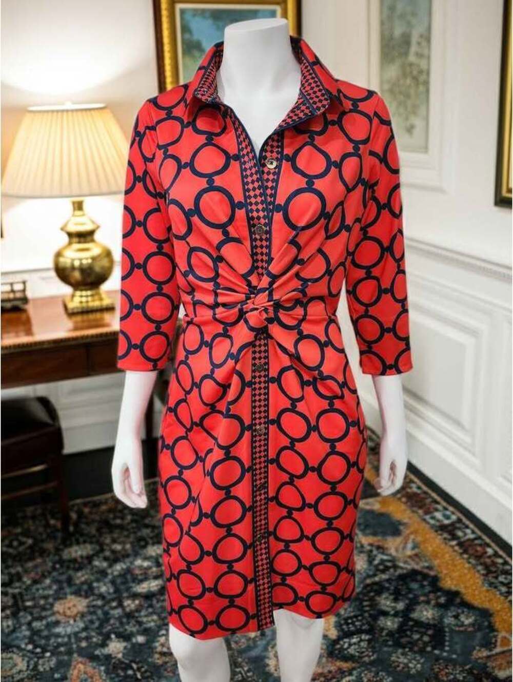 Gretchen Scott Knot Front Shirt Dress Size L